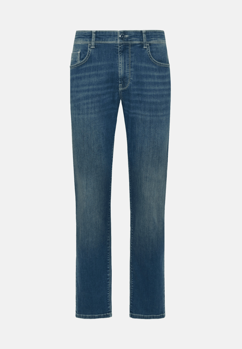 Jean En Denim Extensible Bleu À Délavage Moyen