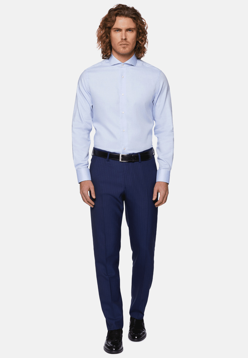 Chemise Dobby à Col Napolitain