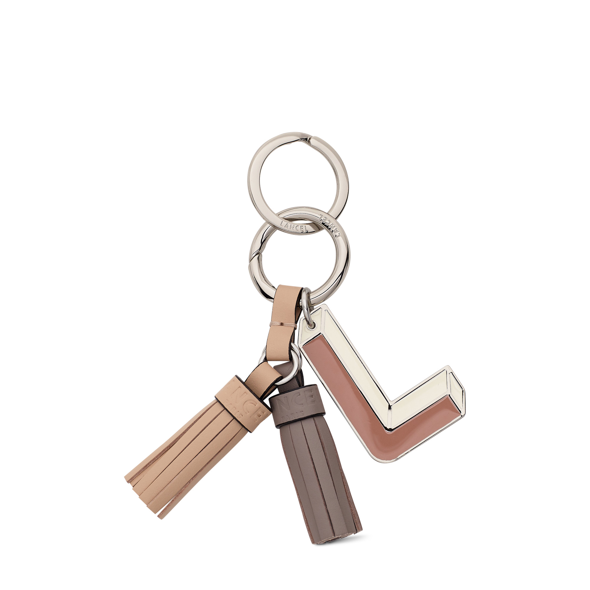 Cuir Pompon - Porte-clés pompon duo