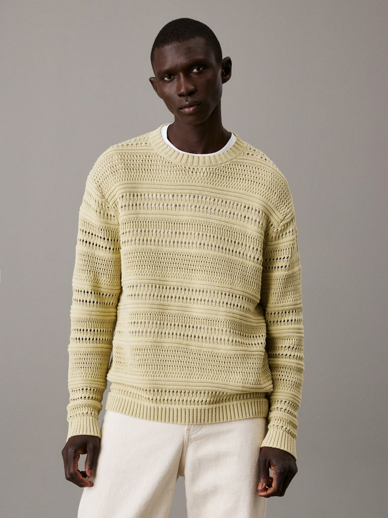 PULL EN COTON À MAILLE OUVERTE AVEC COL ROND