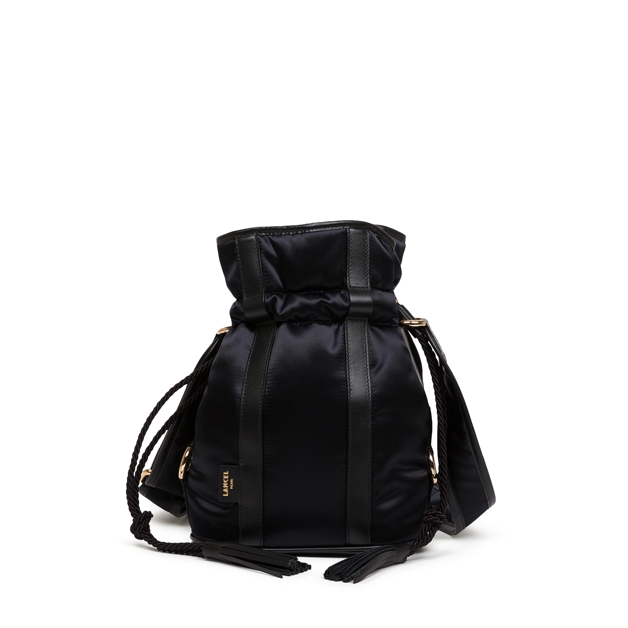 ELSA NYLON SATIN ET CUIR LISSE - Sac Seau - Noir