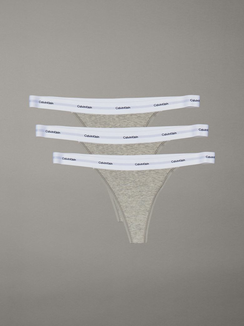 STRING THONG EN COTON ÉLASTIQUE RIBBÉ - PACK DE 3