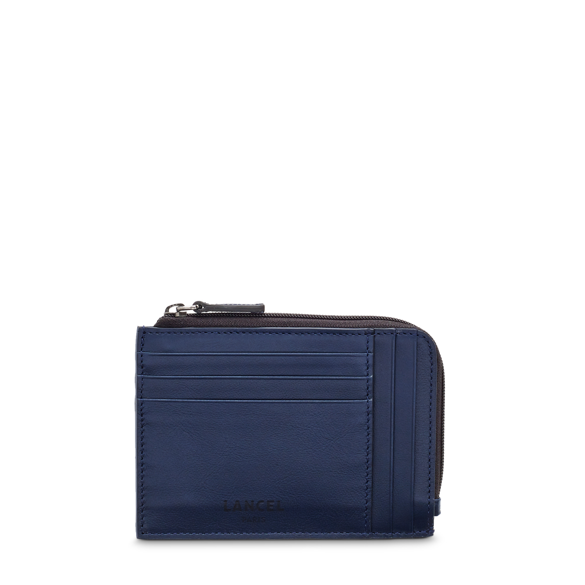JIMMY CUIR LISSE / CUIR EMBOSSE - Porte Monnaie H - Bleu Petrole