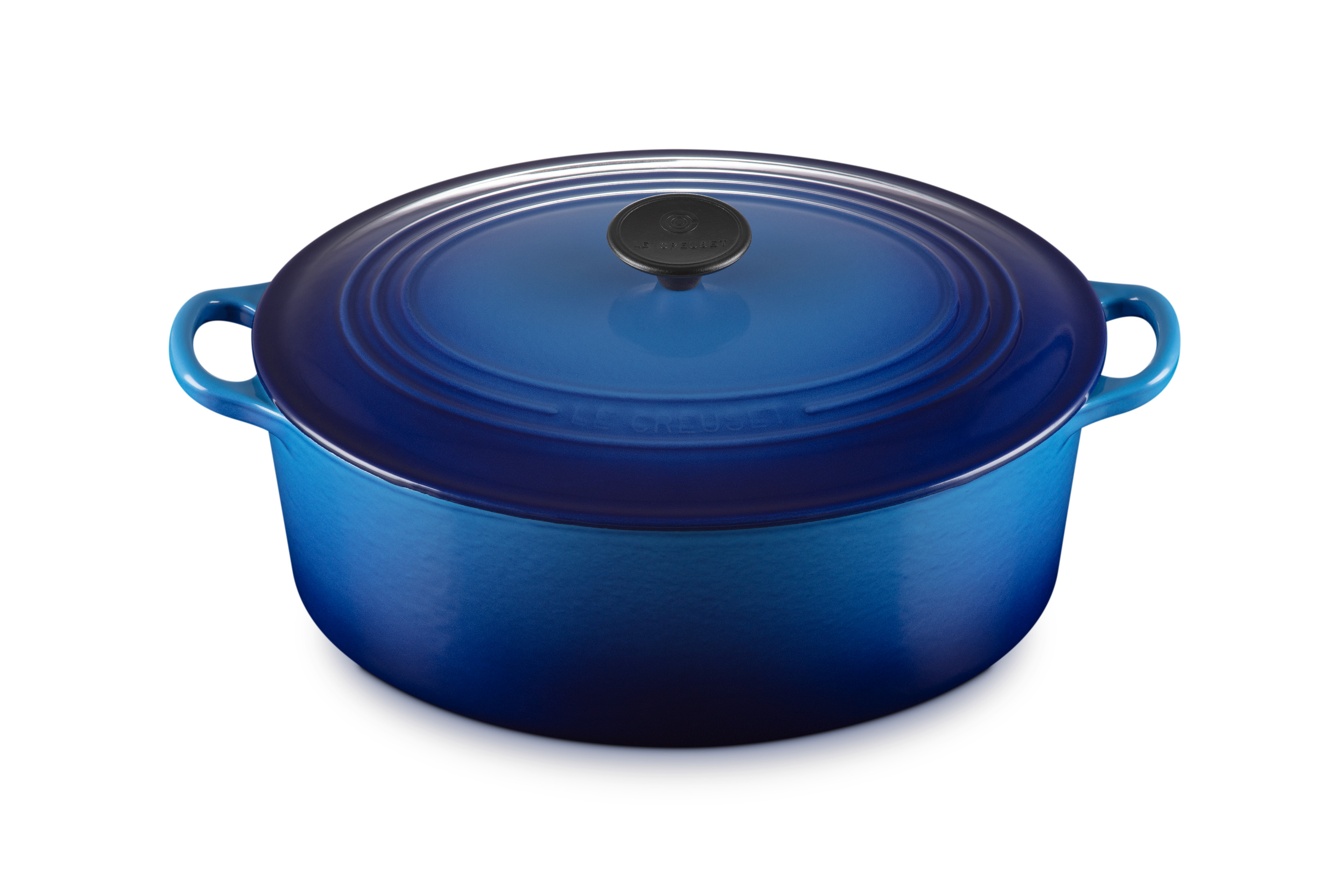 Cocotte ovale 31cm en fonte émaillée bleu azur
