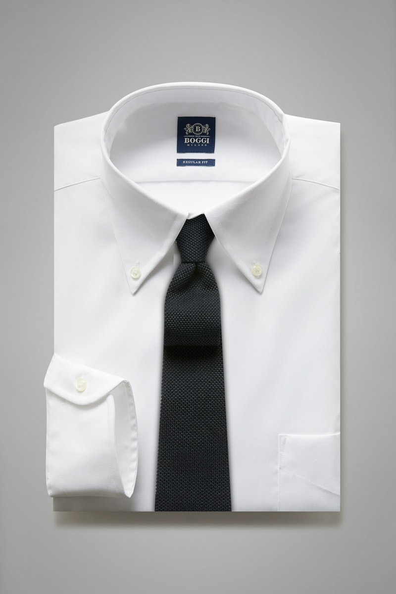 Chemise Blanche En Coton Pinpoint Coupe Droite