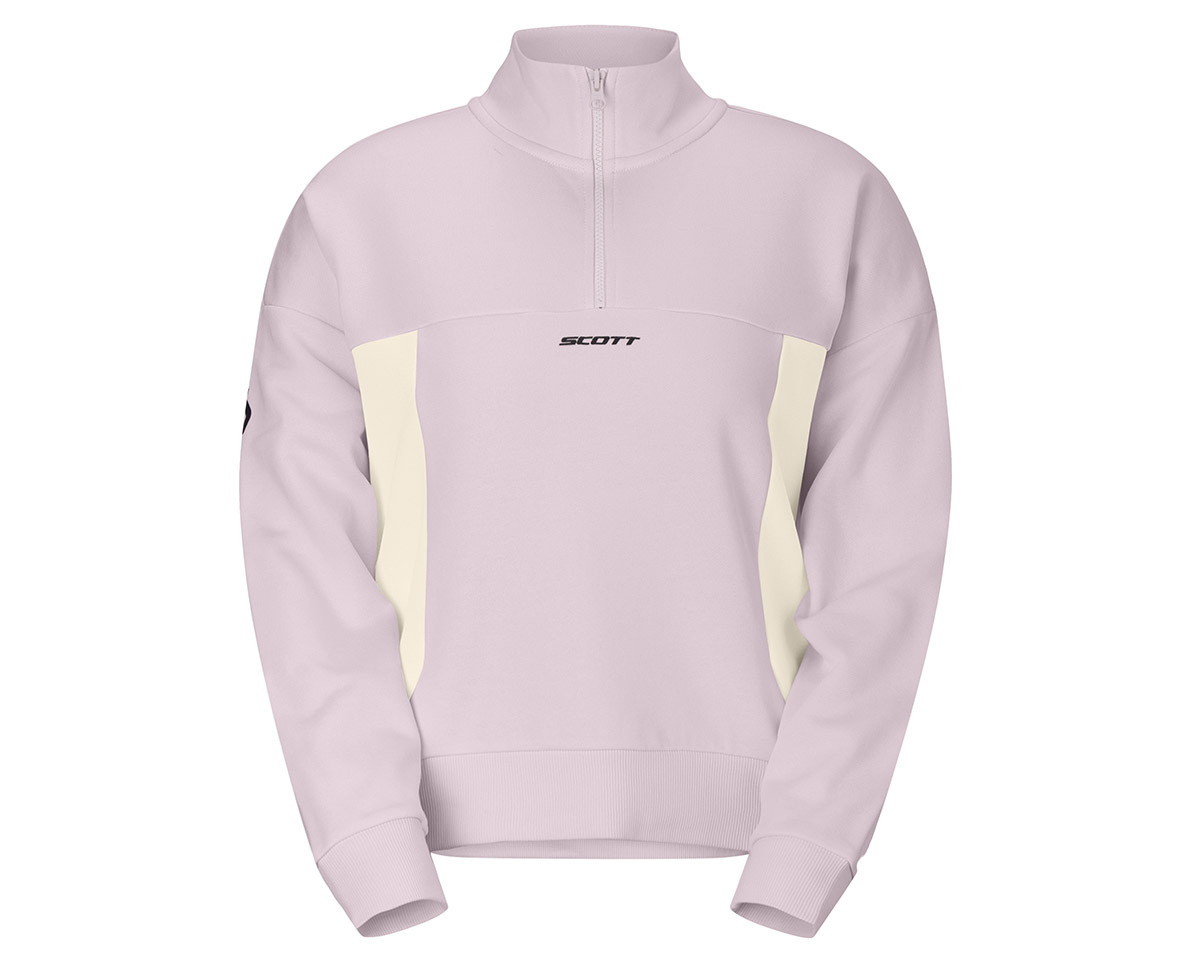 Sweat semi-zippé Femme HALFZIP Rose/Coton Blanc