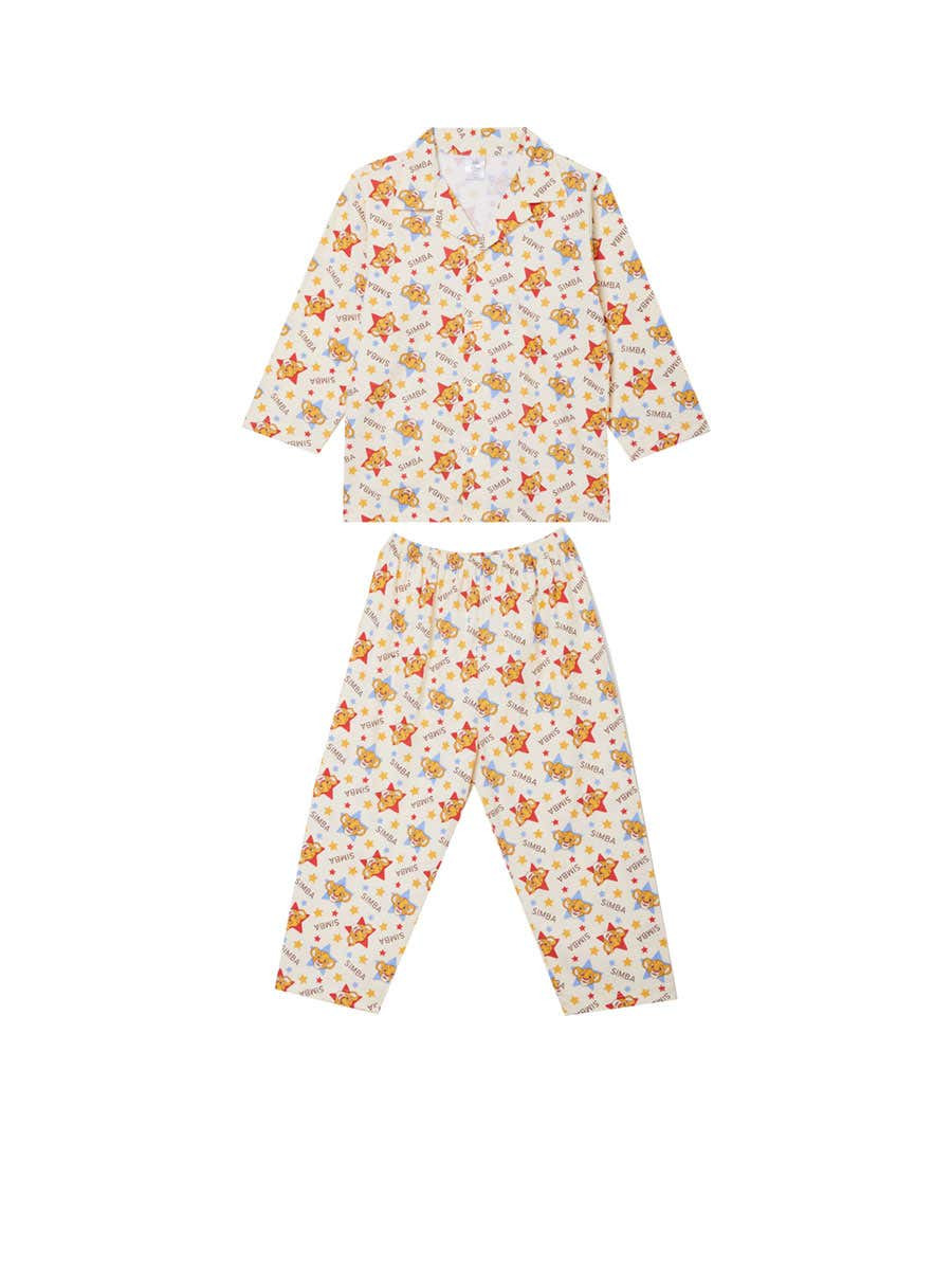 ชุดนอนเด็กผู้หญิงแขนยาวผ่าหน้า พิมพ์ลาย Zimba