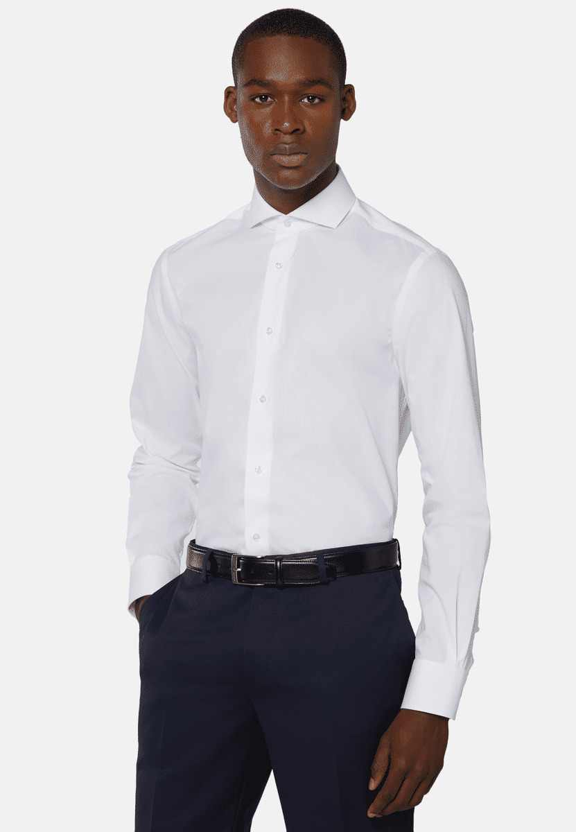 Chemise Dobby à Col Napolitain