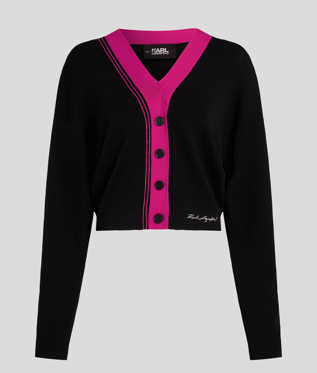 2 TONE V NECK KNIT CARDIGAN