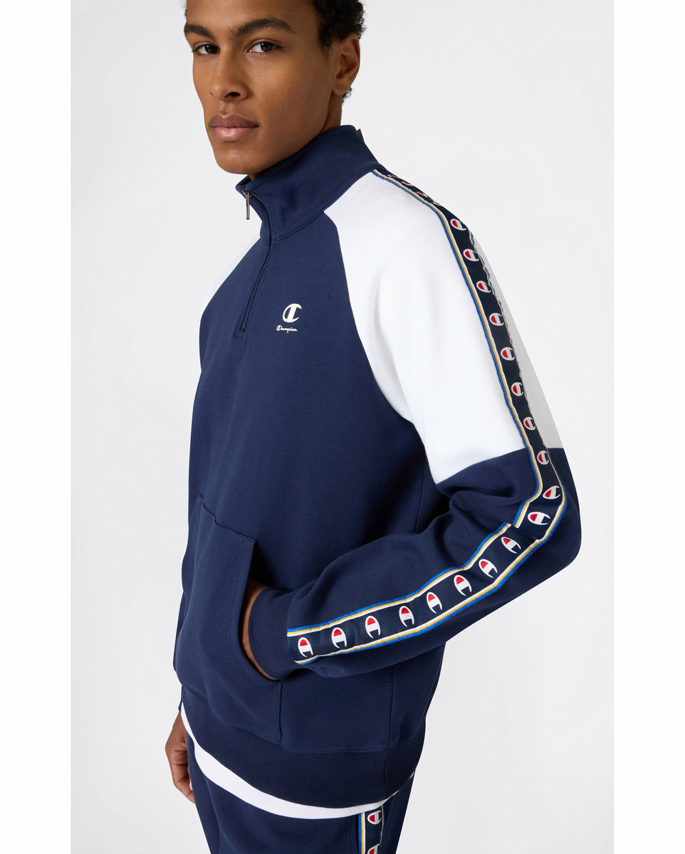 Sweat col zip Homme Bleu