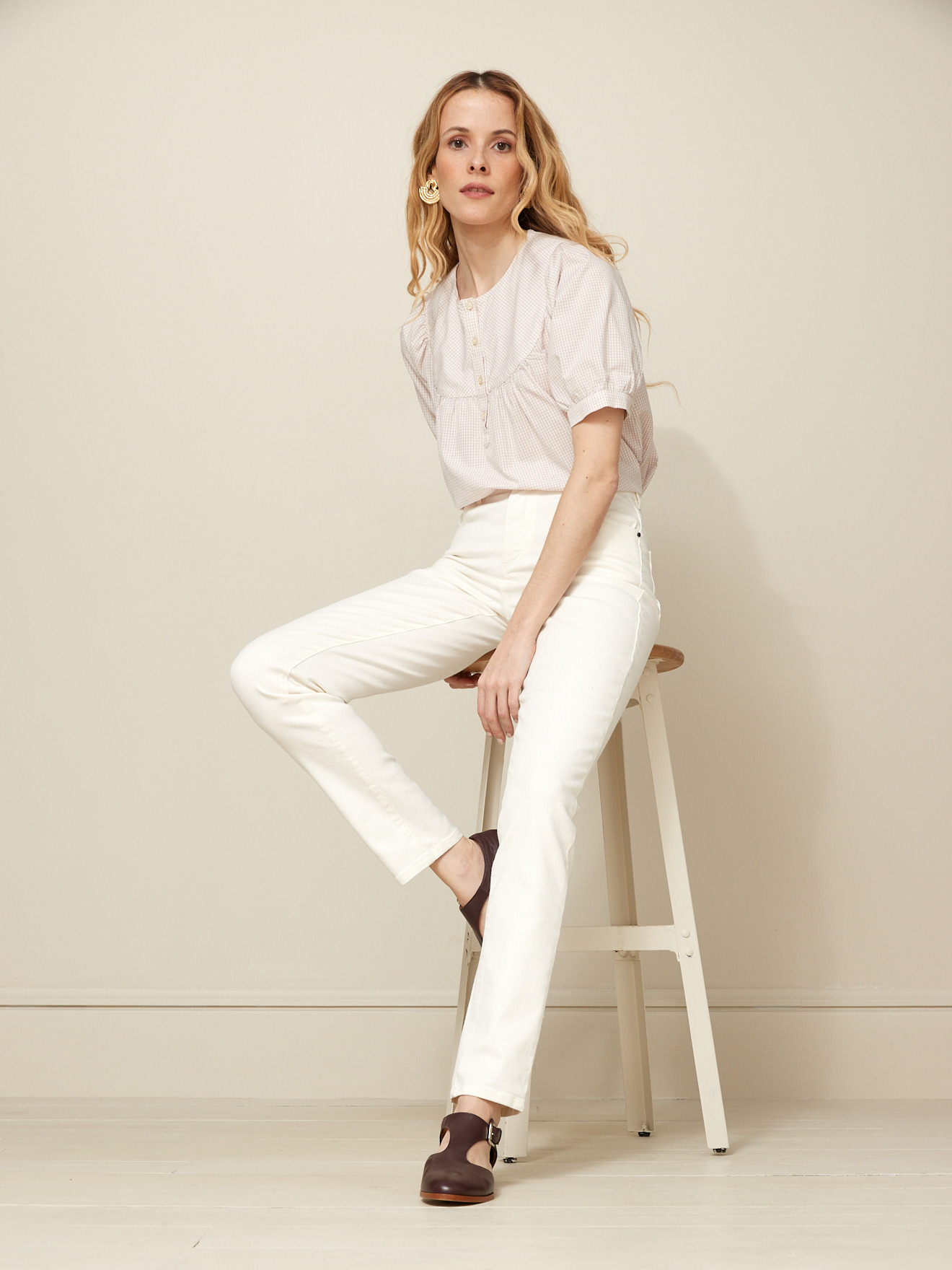 PANTALON SLIM DENIM BLANC