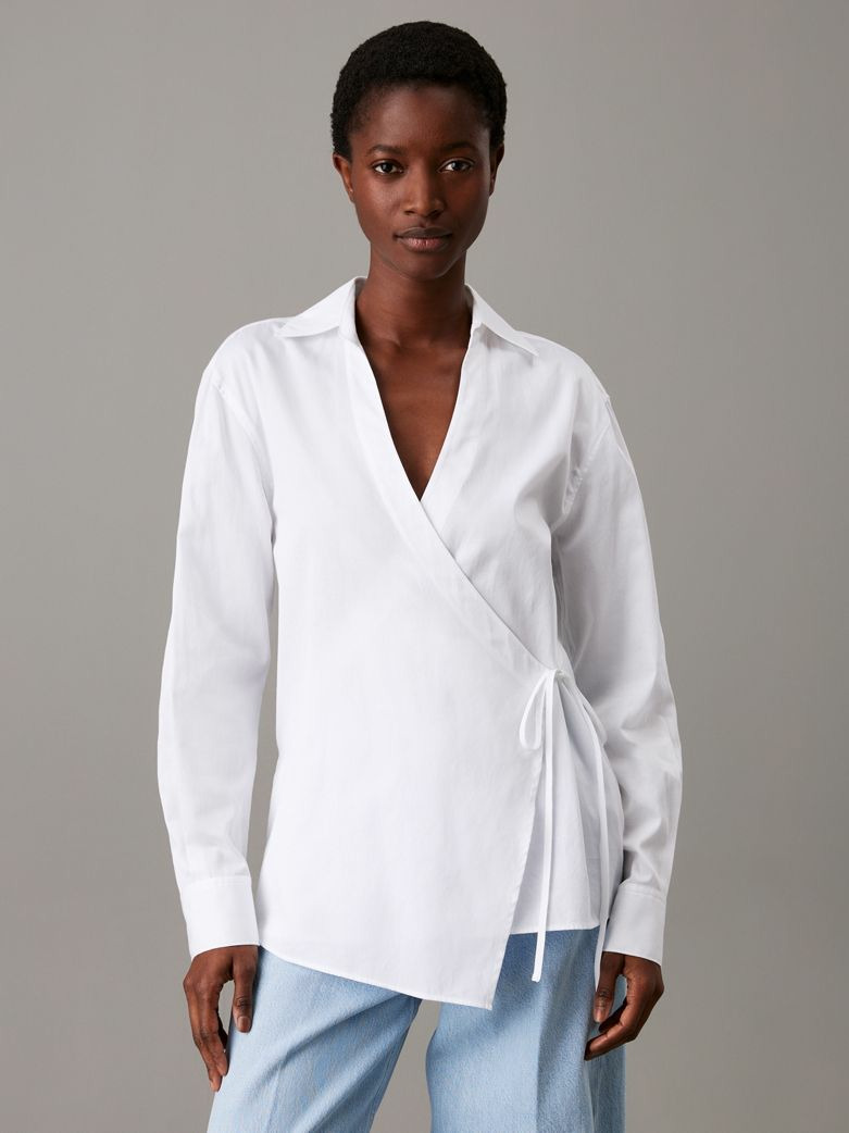 CHEMISE EN COTON DOUX À MANCHES LONGUES ENROULÉE