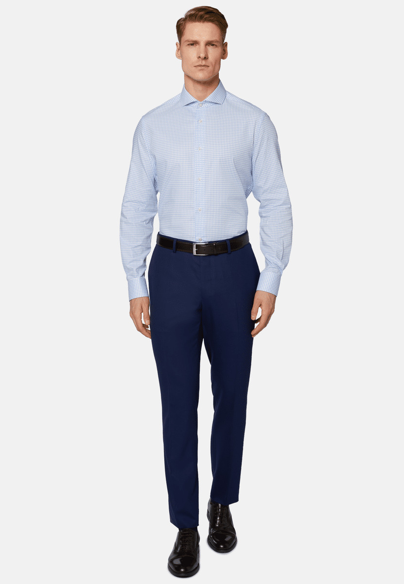 Chemise Dobby à Col Napolitain