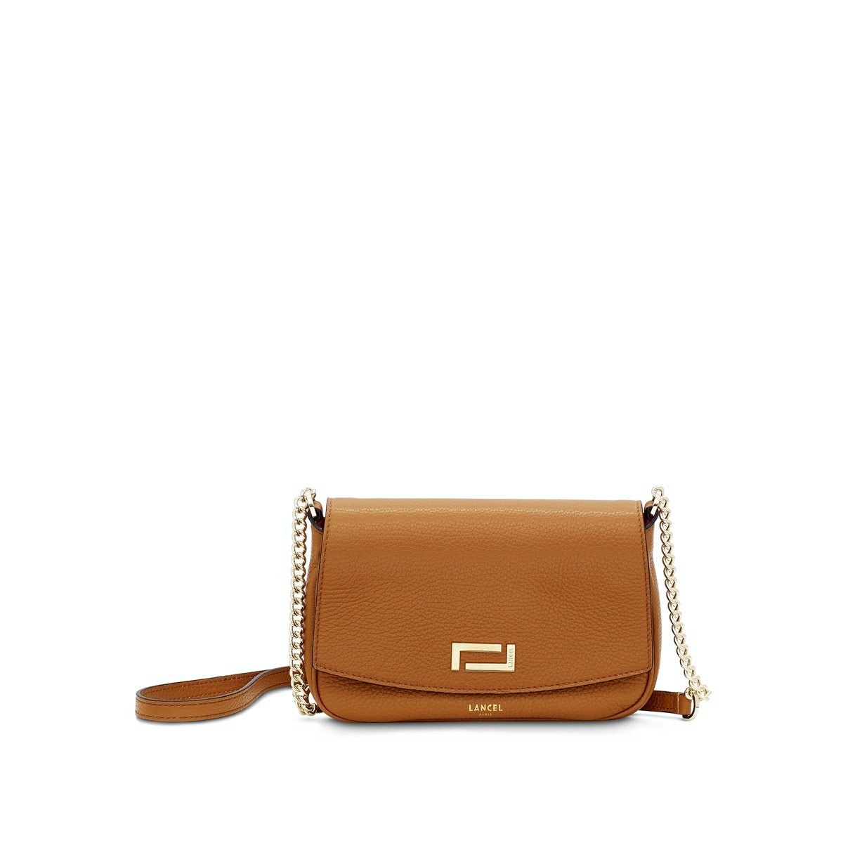 Lola de Lancel - MINI SAC CHAINE AVEC LOGO METAL - Petit Modèle - Camel