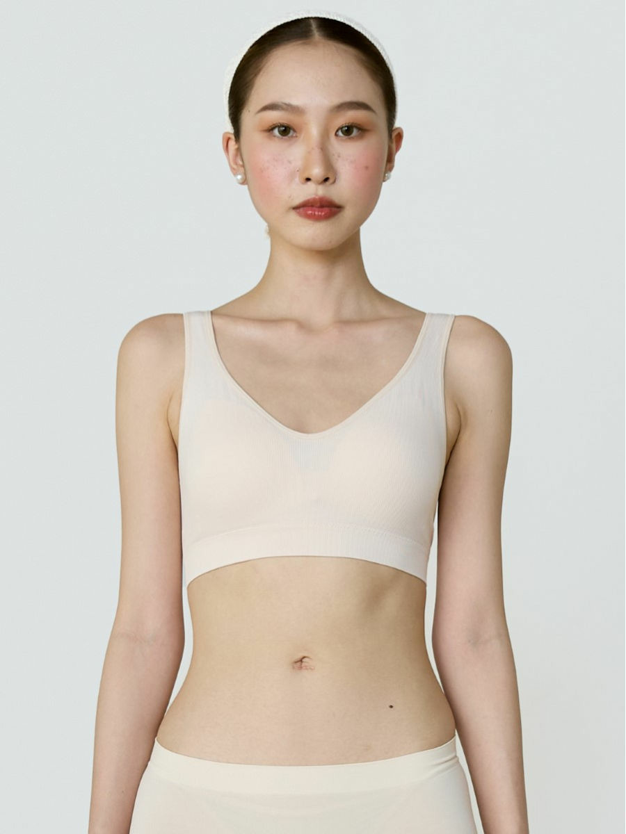 เสื้อชั้นในผู้หญิง Wacoal Mood Smart Size แบบไร้โครง สีเนื้อเปลือกหอย