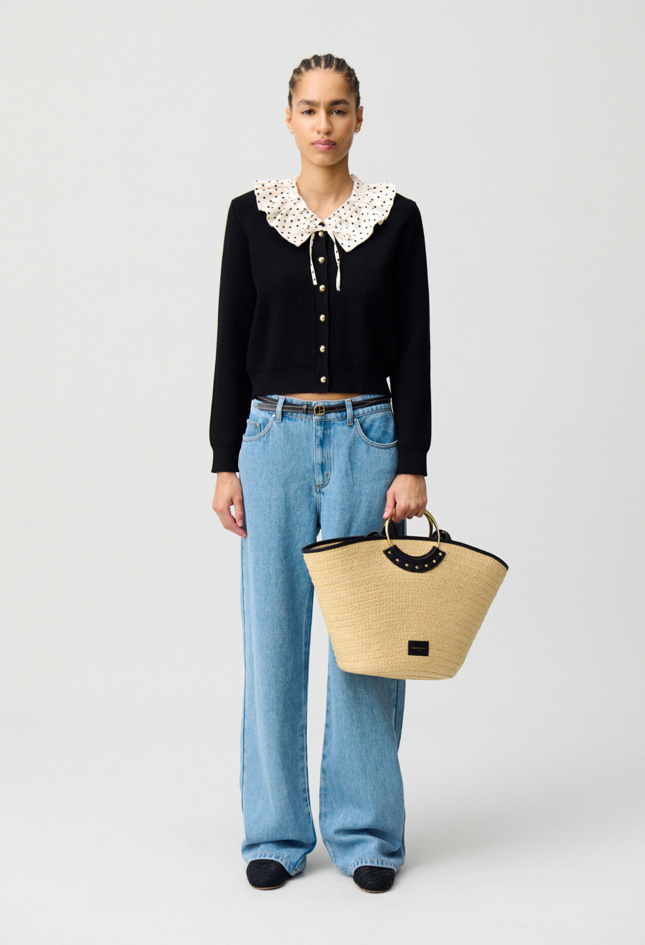 Cardigan maille fine avec col