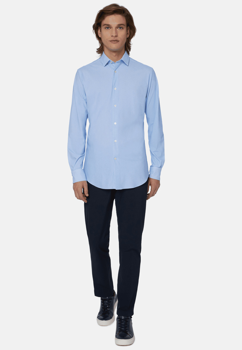 Chemise Bleu Clair En Nylon Extensible Coupe Slim