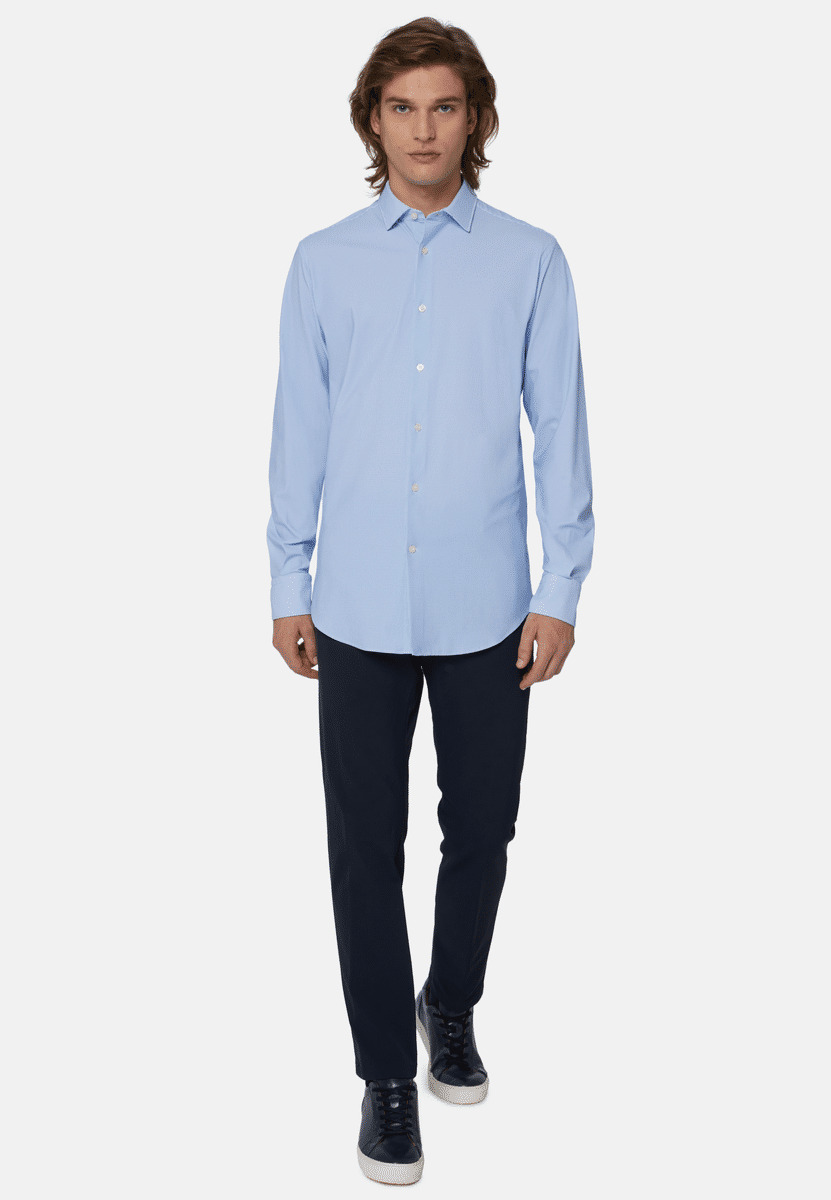 Chemise Bleu Clair En Nylon Extensible Coupe Slim