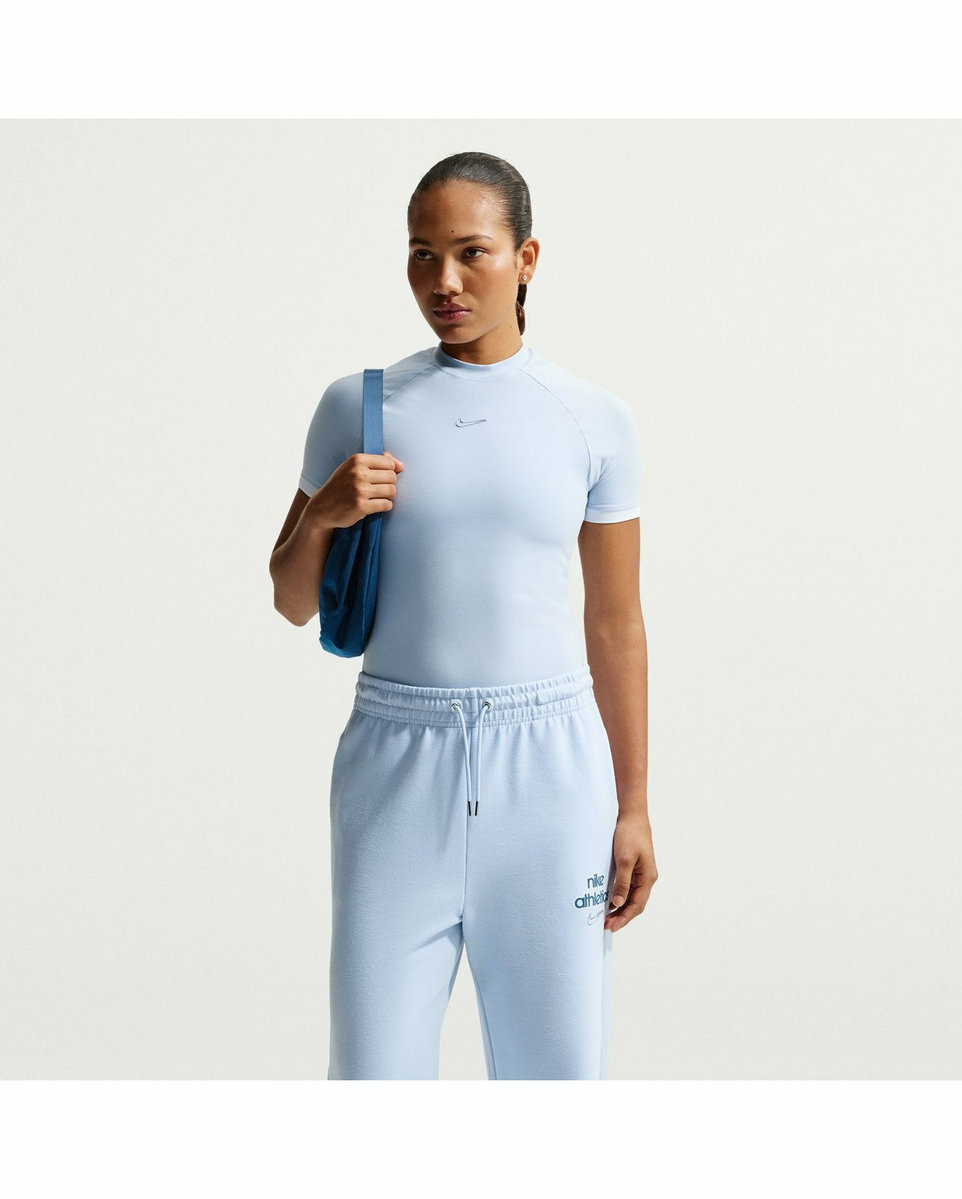 T-shirt Femme W NK SS FITTED TOP GLS Bleu