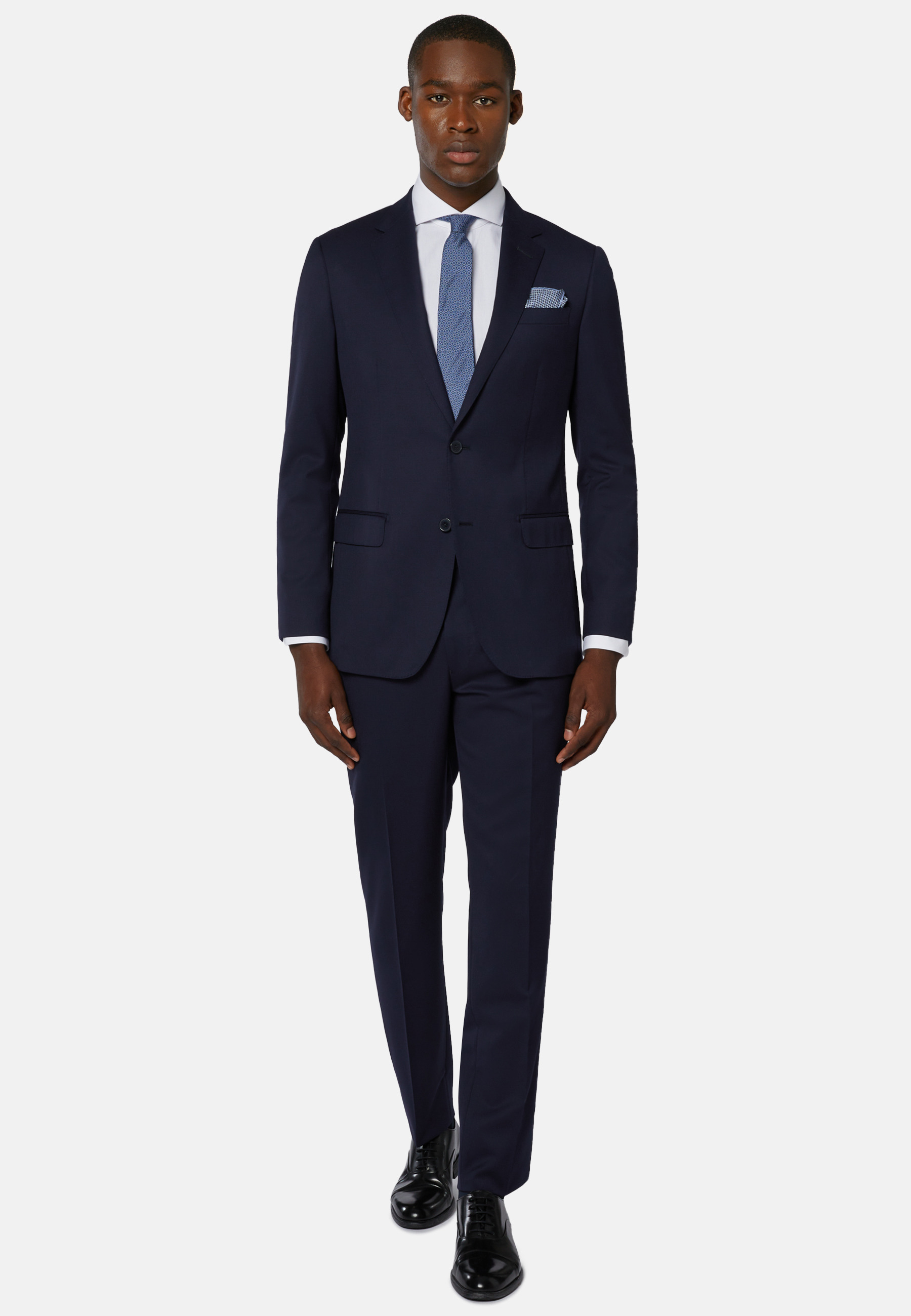 Costume Bleu Marine à Microfantaisie en Laine