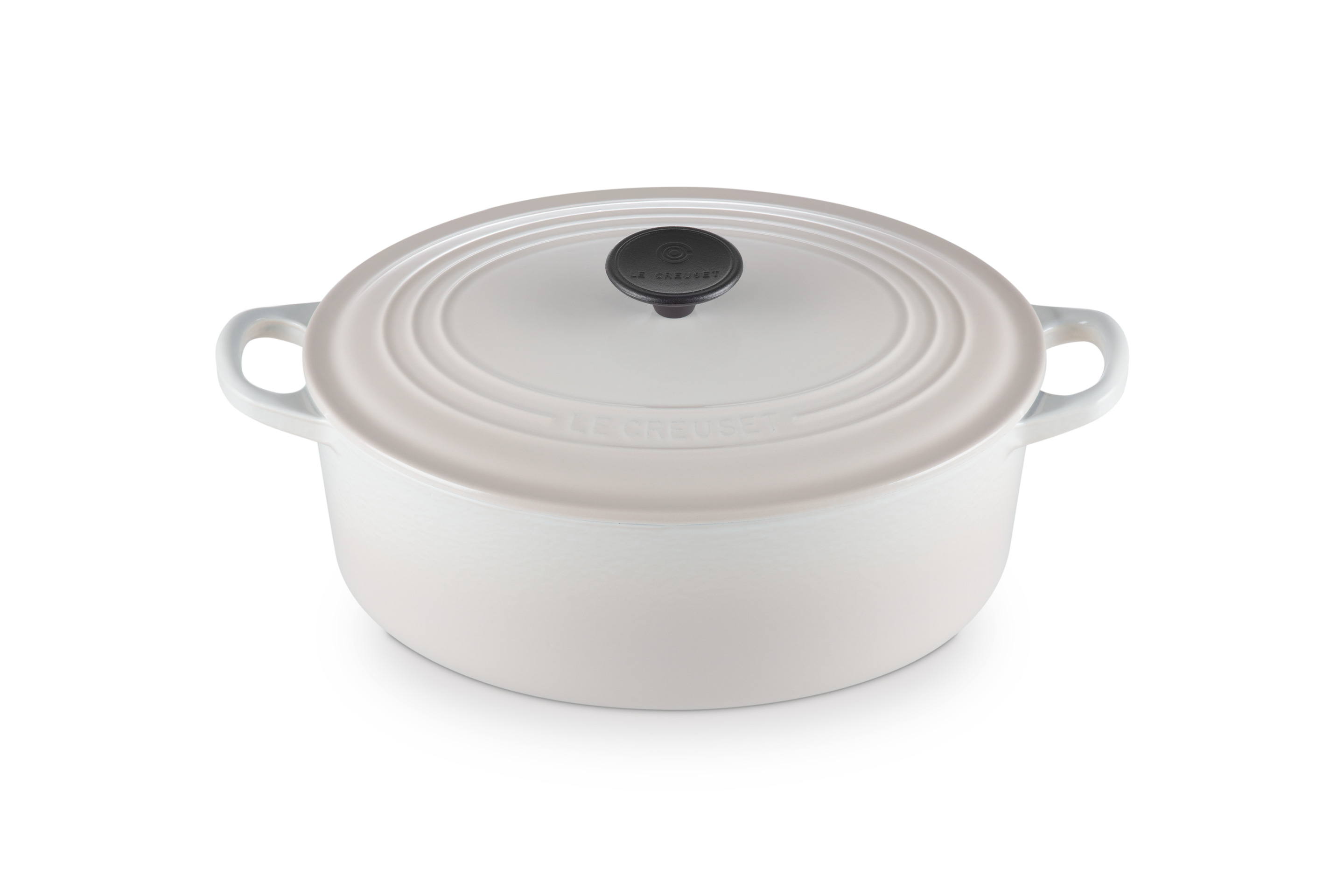 Cocotte ovale 29cm en fonte émaillée meringue