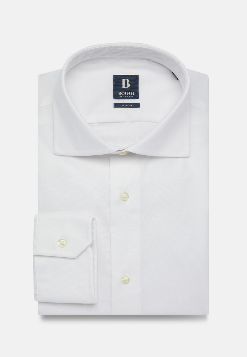 Pin Point Stretch Cotton Windsor Collar Slim Fit