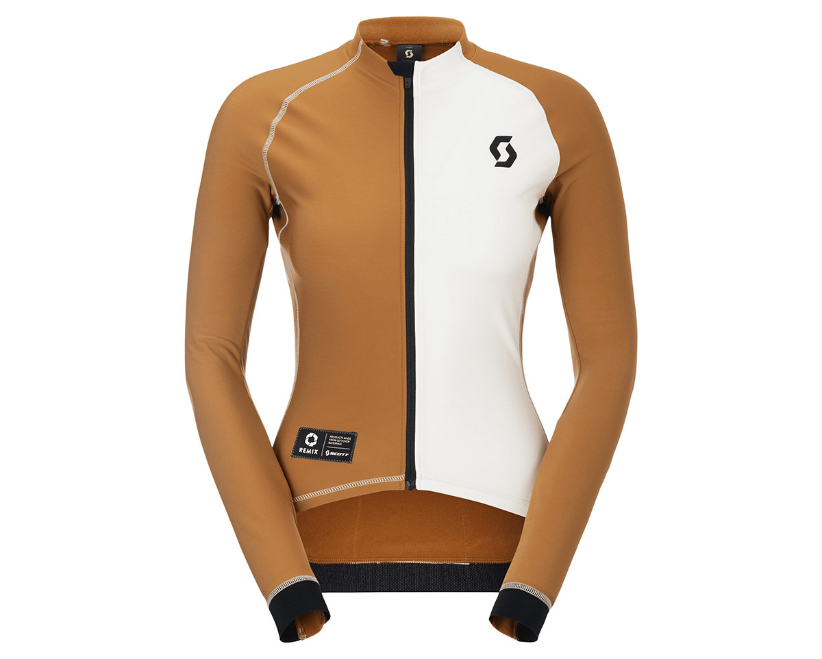 Maillot manches longues Femme RC PRO WARM REMIX Pain Marron/Coton Blanc