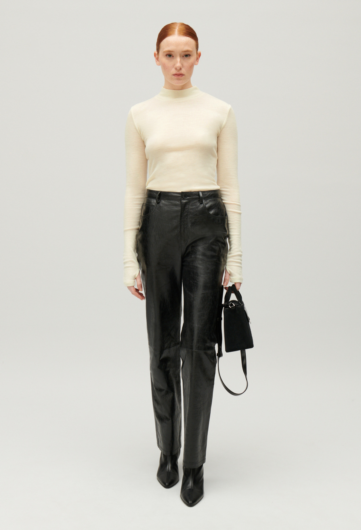 Top col montant laine