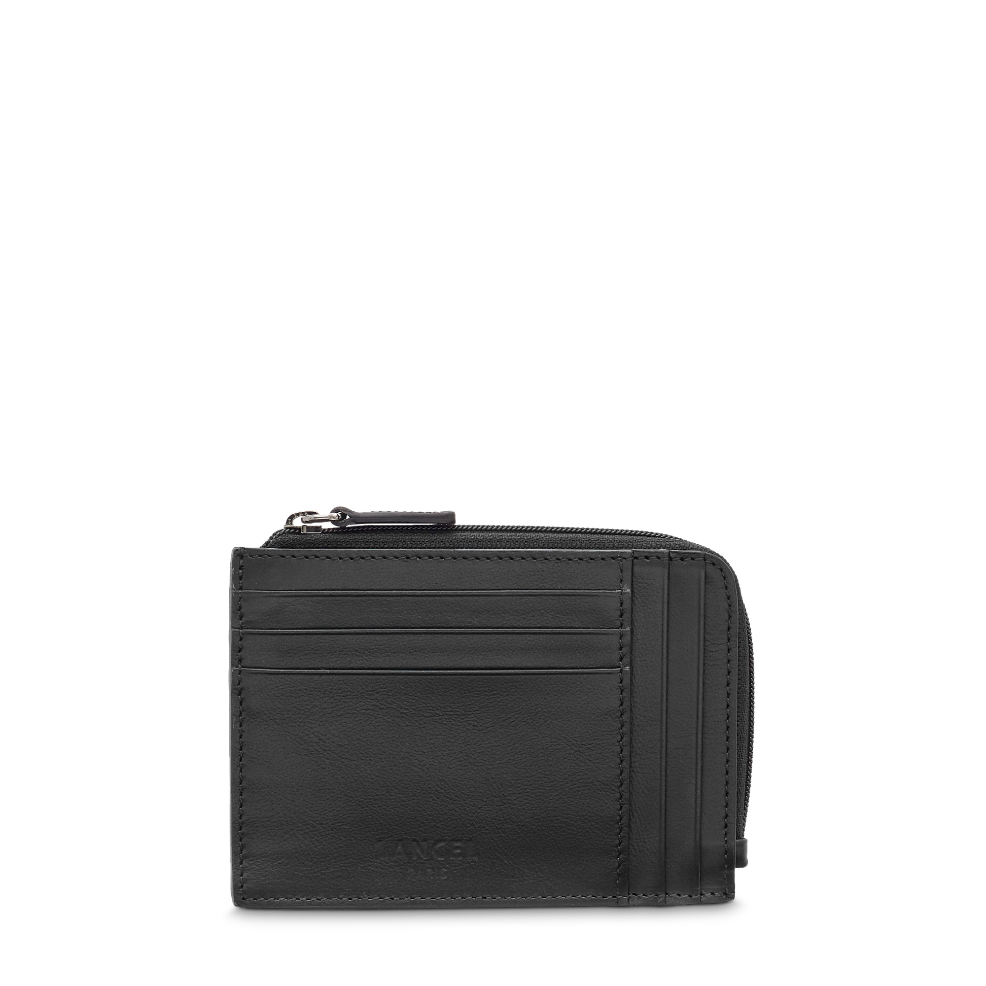 JIMMY CUIR LISSE / CUIR EMBOSSE - Porte Monnaie H - Noir