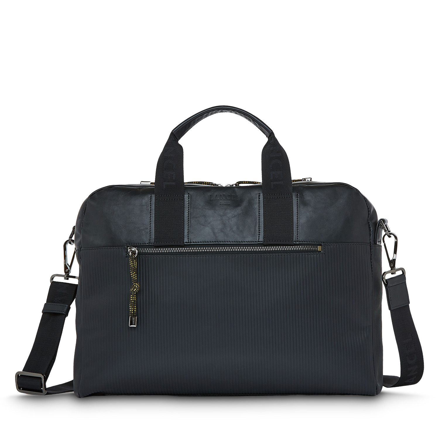 JIMMY CUIR LISSE / CUIR EMBOSSE - Porte-Document Homme - Noir