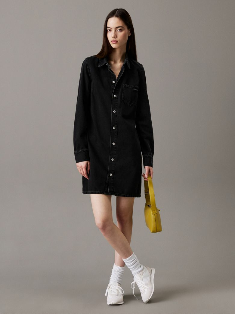 ROBE EN DENIM AJUSTÉE À MANCHES LONGUES