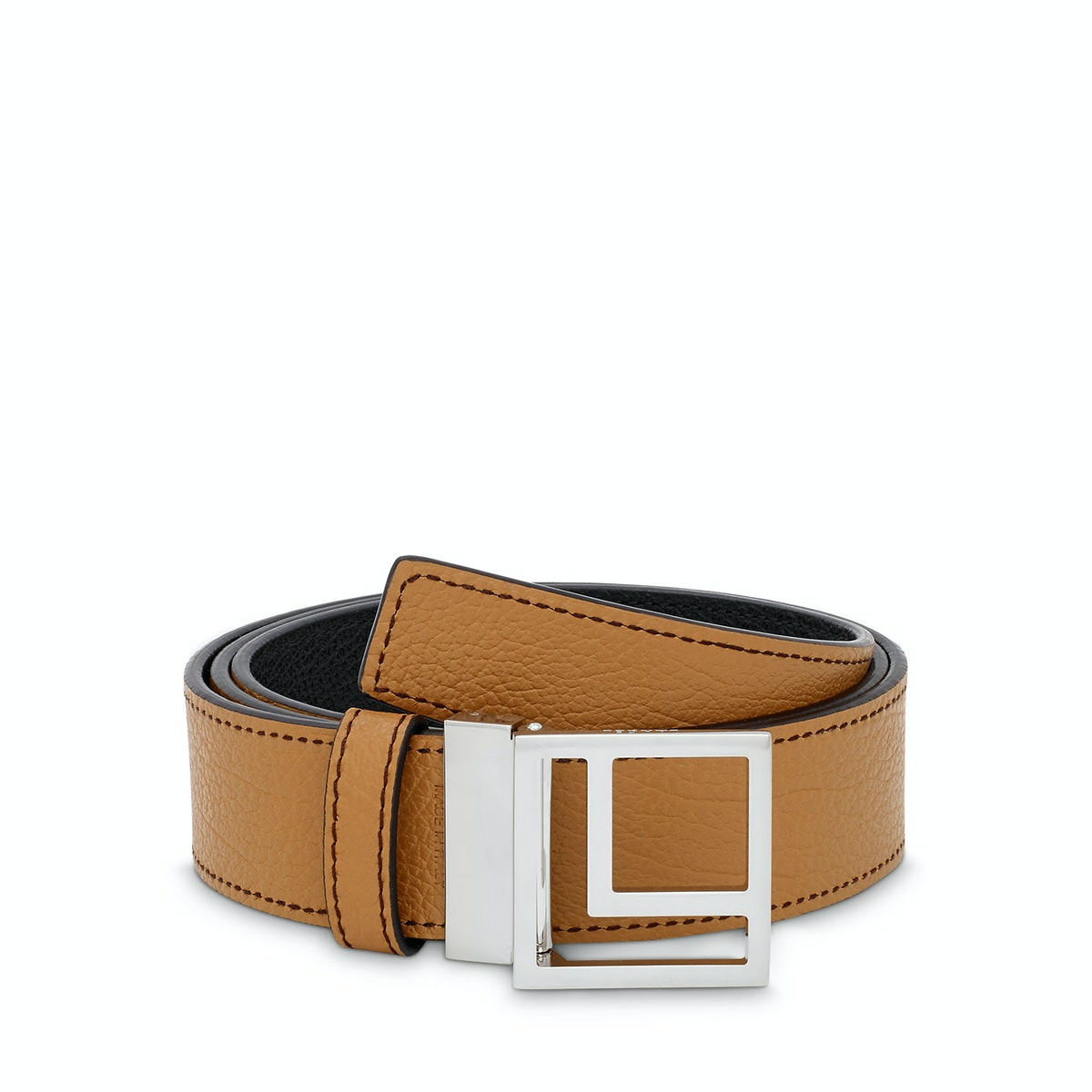 Logo Carré L - Ceinture réversible - Noir/Camel