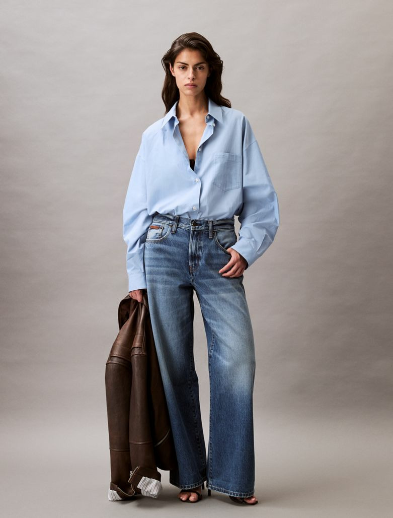 CHEMISE À MANCHES LONGUES EN COTON SURDIMENSIONNÉE