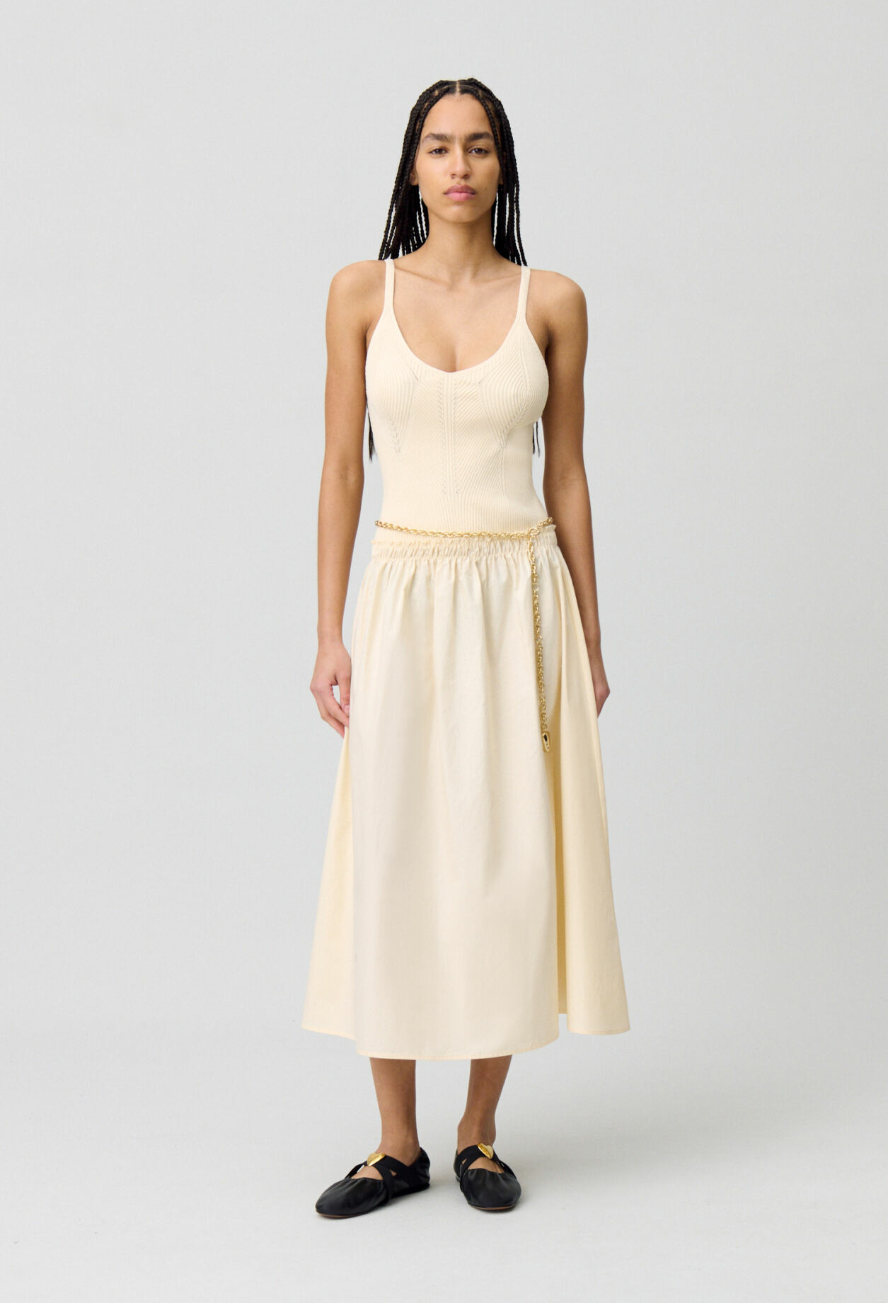 Robe mi-longue buste maille