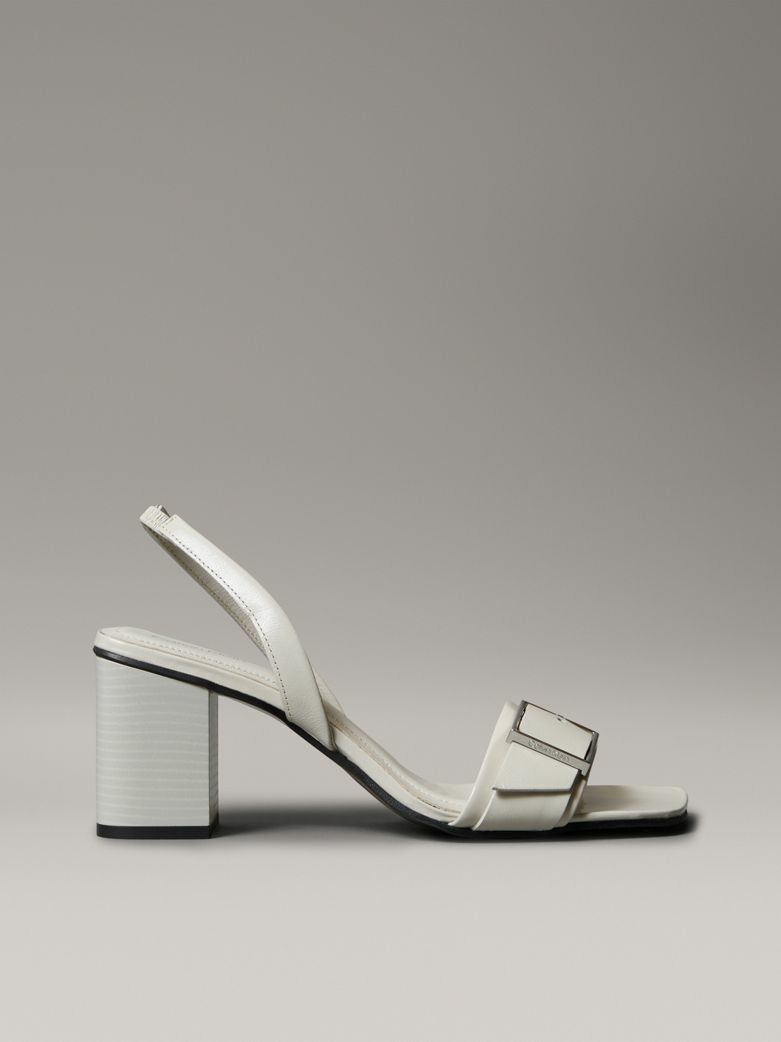 SANDALES EN CUIR À TALON AVEC BOUCLE - 7 CM