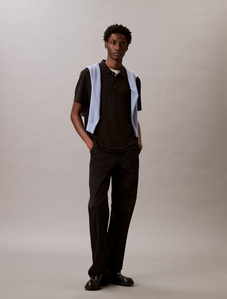 POLO À MANCHES COURTES EN JACQUARD ÉLASTIQUE STRIPE