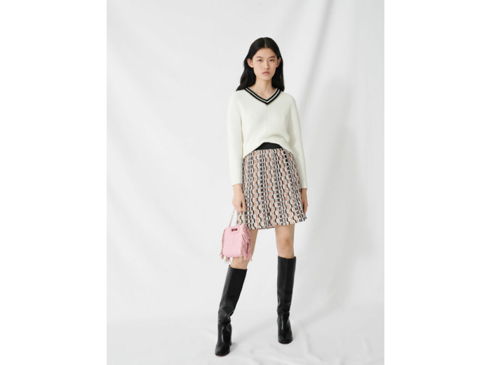 Pull en maille fantaisie à col V