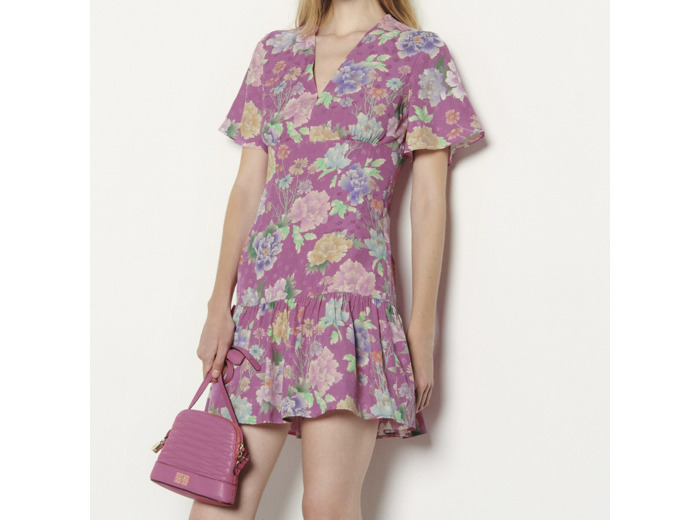 Robe courte en jacquard imprimé