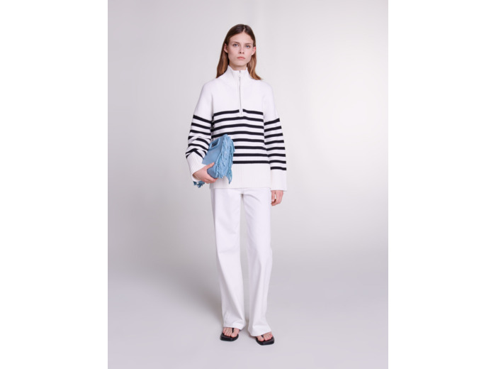Pull marinière col zippé