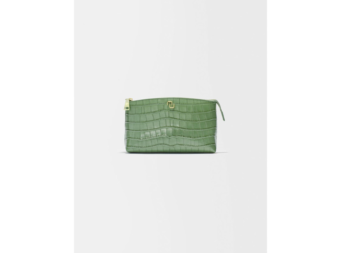 Pochette en cuir embossé croco