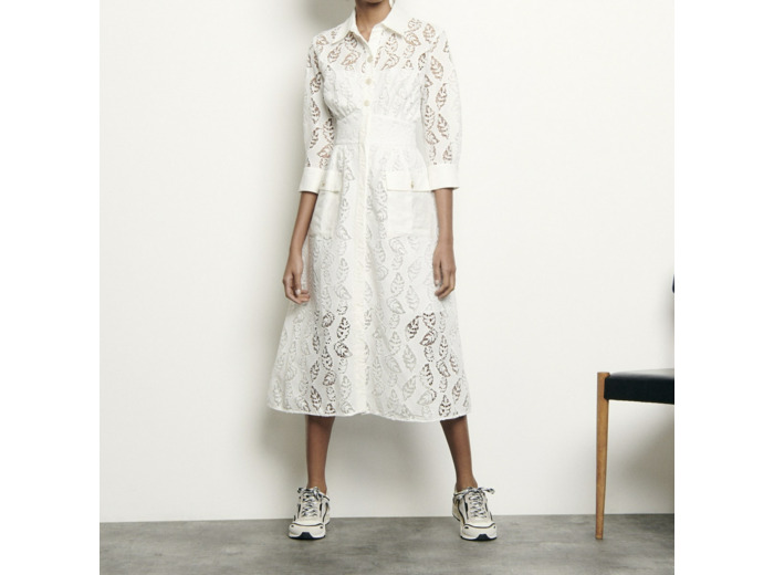 Robe longue chemise en broderie