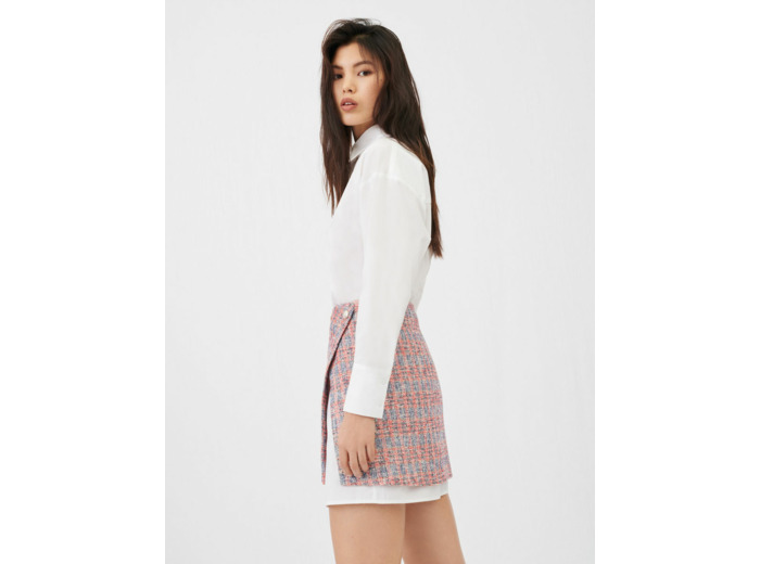 Robe chemise trompe l’œil façon tweed