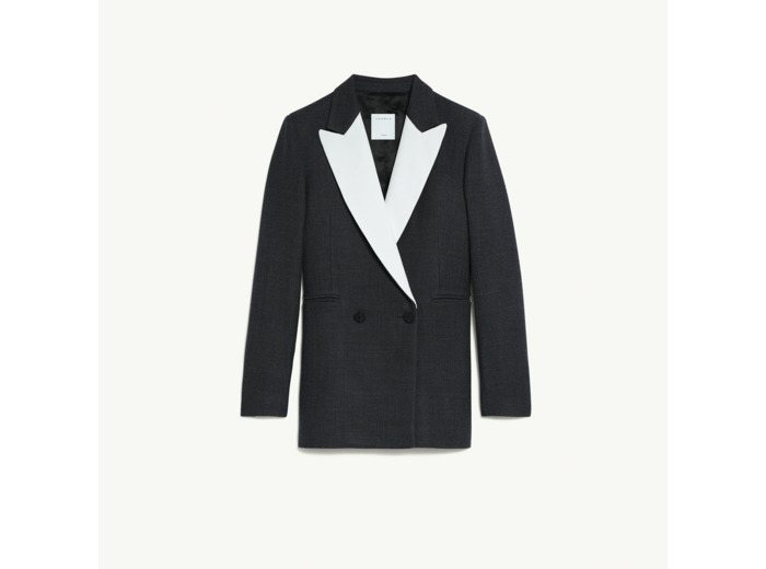 Veste tailleur au revers contrasté