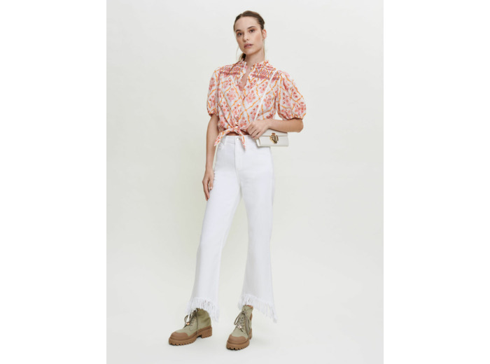 Top en coton brodé