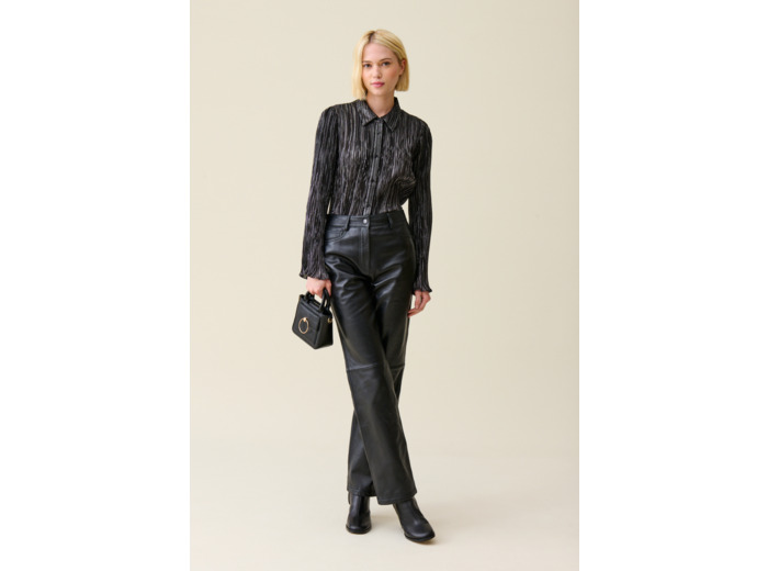 Blouse plissée fluide argentée