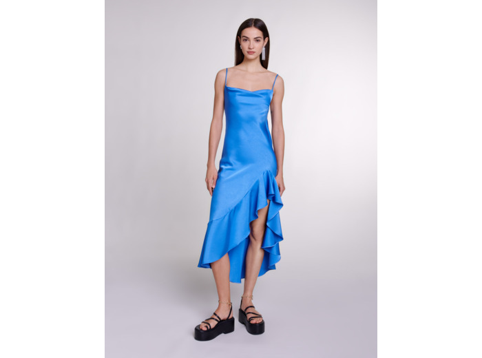 Robe longue satinée asymétrique
