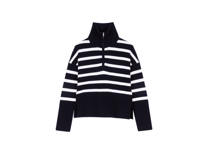 Pull à col montant imprimé rayures