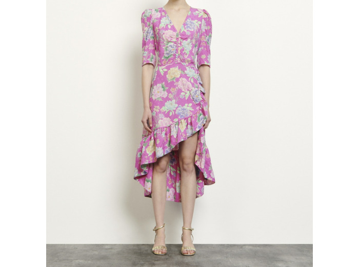 Robe longue asymétrique en jacquard