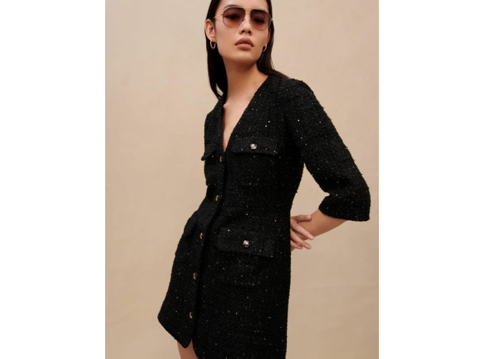 Robe courte structurée métalisée