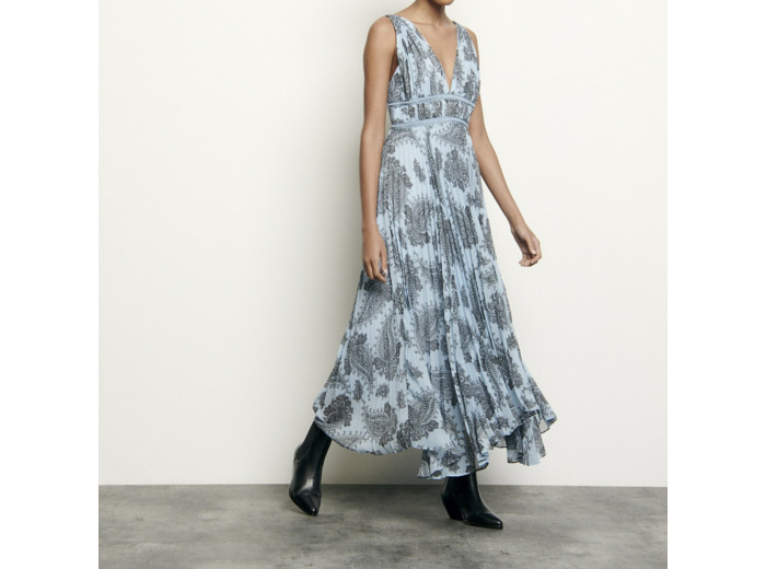 Robe longue en mousseline imprimée